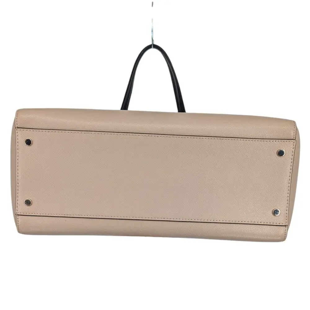 Kate Spade Staci Saffiano Leather Tote Beige Black Work Bag Large